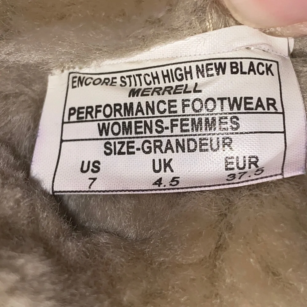 MERRELL ENCORE STITCH HIGH BLACK BOOT WO SIZE 7 SUEDE FAUX FUR LINED EUC‎ CLEAN